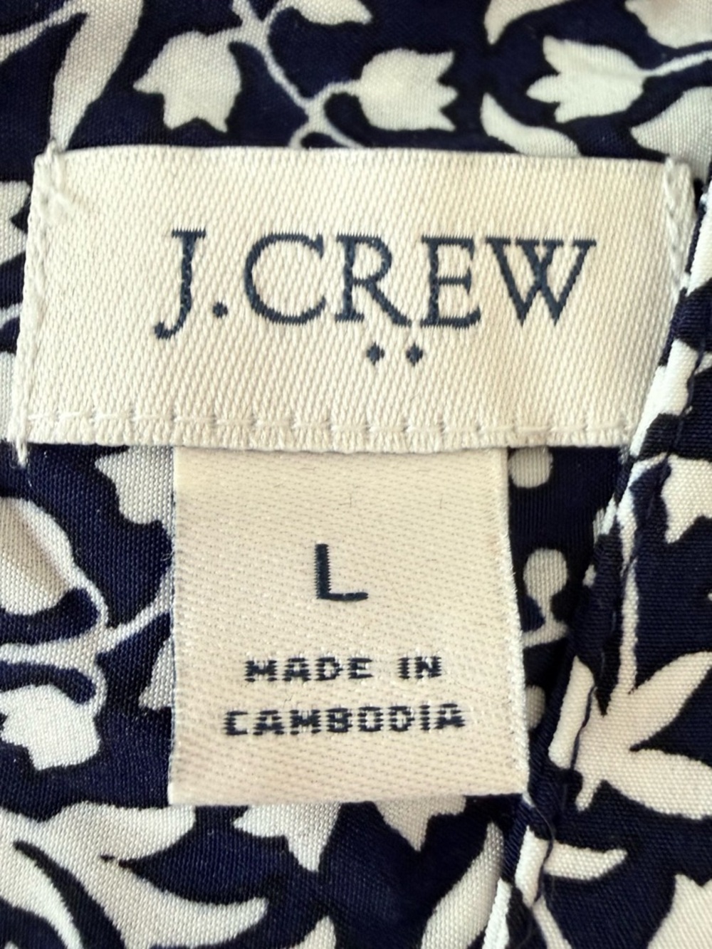 J. Crew Navy and White Sleeveless V-Neck Printed Camisole - Picture 3 of 3
